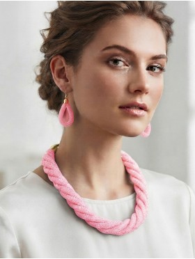 SPARKLE TUBE TWIST NECKLACE AND EARRING SET